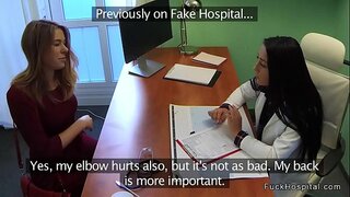 Doctor catches nurse and blonde babe and then they having threesome